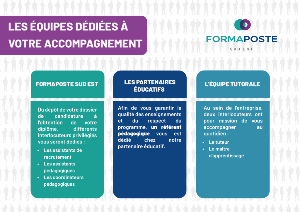 schéma expliquant le rôle de chacun dans le suivi des apprentis chez formaposte sud est